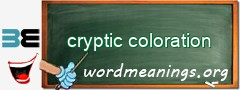 WordMeaning blackboard for cryptic coloration